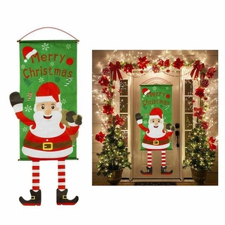 Puerta de navidad colgante de navidad decoración de navidad colgante bandera de seguridad decoración multicolor poliéster exquisito