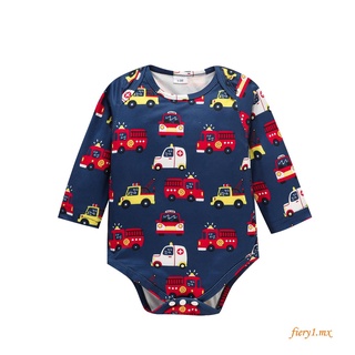 ❀Strawberries❀-Babies Casual Romper, Cartoon Car Printed Pattern Long Sleeve Round Collar