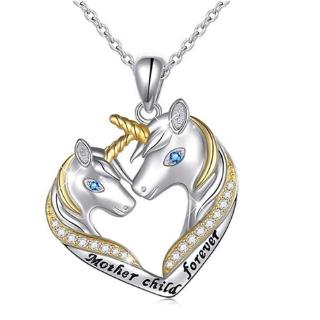 Collar bohemio de plata 925 con colgante de unicornio para mujer joyería