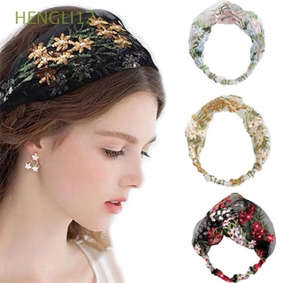 hengli12 mujeres banda de pelo simple tocado turbante diadema de ala ancha bordado encaje lavado cara coreano floral accesorios para el cabello/multicolor