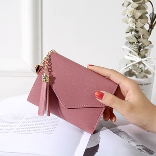Korean Style Women's Wallet Tassel Pendant Litchi Pattern Wallet Card Holder (7)