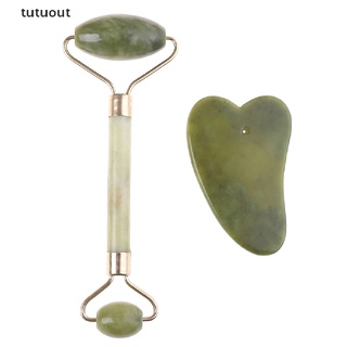 tutuout natural guasha facial jade rodillo cara delgada+cuerpo gua sha tablero masajeador conjunto de herramientas mx