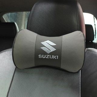 2pcs emblema de coche insignia de cuero reposacabezas para Suzuki SX4 Alto Alivio Jimny Auto asiento cuello almohada Interior Protector de cuello decoración (7)