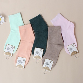 5 pares de calcetines de caramelo de verano fino de Color sólido de algodón y estilo de longitud media
