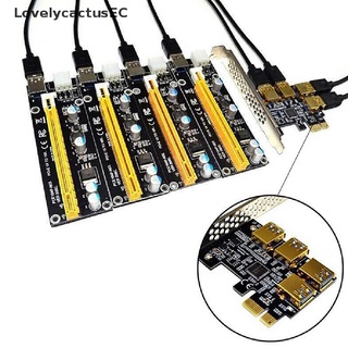 LovelycactusEC PCI-E to PCIe Adapter PCI-Express 1x to 16x Mining Riser Card 1 to 4 USB 3.0 [Hot]