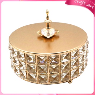 Round Crystal Jewelry Box Rectangle Beads Trinket Rings Earrings Organizer Box Dresser Home DecorLiving Room Candy