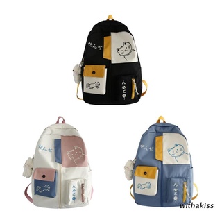 withakiss mujeres mochila escolar kawaii patchwork mujer gran capacidad estilo japonés hombros bolsa para adolescentes niñas casual daypacks lindo mochila