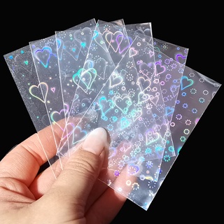 50pcs Heart Photocard Sleeves Toploader Protector Unseal Inner Sleeves Laser Card Sleeve Holographic Film (3)