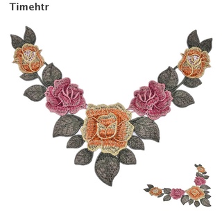timehtr 1pc bordado floral encaje escote cuello cuello recorte ropa costura parche b mx (1)