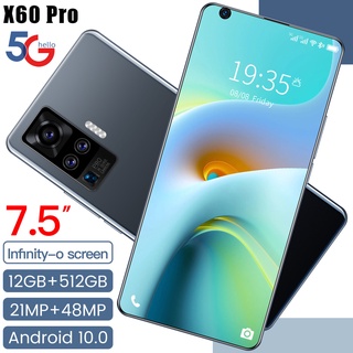 Smartphone X60 PRO 7.5 pulgadas 12GB + 512GB Dual Sim Card 4g 5g teléfono móvil