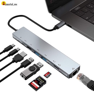 Eight-in-one docking station Type-c to HDMI-compatible network port PD SD/TF card reader docking station USB3.0 hub Coastal