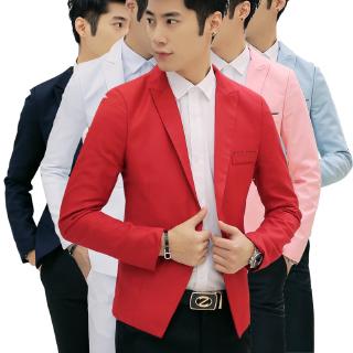 READY STOCK New Men's Casual Slim Fit Formal One Button Suit Mens Blazer Jacket