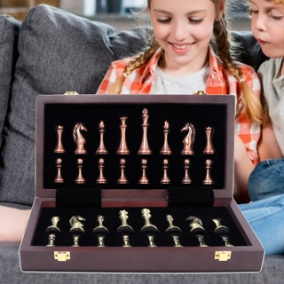 juego de ajedrez de metal queens wood chessboard juego estándar para niños principiantes