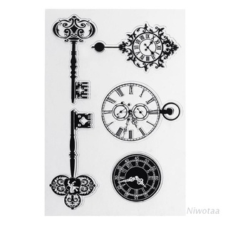 niwotaa transparente pvc sellos sello vintage llave reloj diy scrapbooking álbum de fotos decoración