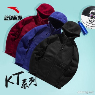 ✢◑✷Chaqueta deportiva Anta [Serie KT] para hombre, cálida chaqueta con capucha de terciopelo de cordero