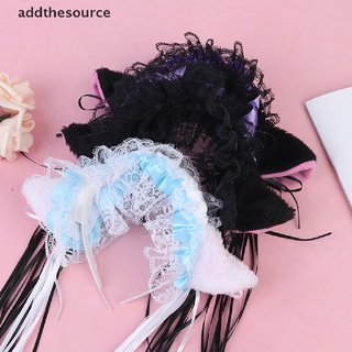 [Addthesource] Ruffles Lace Headband Plush Cat Ears Ribbon Bell Lolita Cosplay Hair Hoop Party BFDX