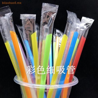 One-time juice straw color transparent thin straw soya-bean milk 1000 straws pointed independent packing bag mail