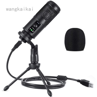 Wangkaikai micrófono USB para ordenador, micrófono para juegos con soporte de trípode, 192KHZ/24BIT PC condensador micrófono para grabación Streaming YouTube Zoom Podcasting, Compatible con Windows Mac OS PS4