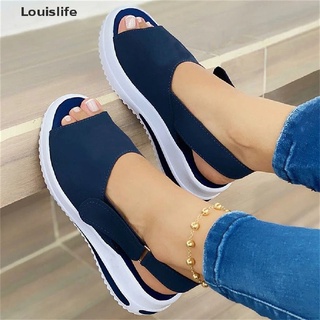 [louislife] Sandalias de costura suaves para mujer, cómodas, planas, abiertas, zapatos de playa, calzado