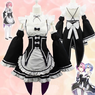 re:zero kara hajimeru lsekai seikatsu twins ram/rem maid vestido de cosplay disfraz de fiesta (2)