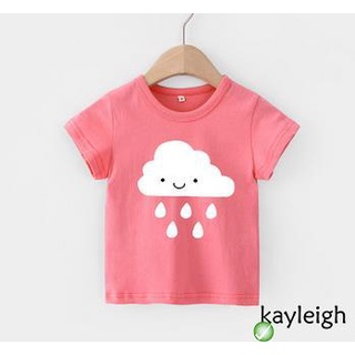 zb bebé verano casual camiseta, niñas de dibujos animados nube patrón de lluvia de manga corta