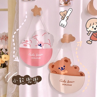 nuevos productos Ins japoneses y coreanos lindo suave lindo oso conejo bolsa colgante rejilla única bolsillo colgante dormitorio cama bolsillo de pared bolsa de almacenamiento