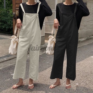 FAIRY Womens Casual Sleeveless Solid Simple Loose Long Jumpsuits