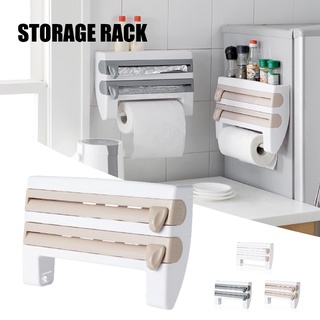 Kitchen Storage Rack with Tin Foil Clings Film Cutter Storage film Paper Towels Durable Safe Household Storage Rack