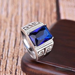 <Lovenature> anillo Retro para hombre 925 joyería de plata forma geométrica zafiro circón anillos de piedras preciosas