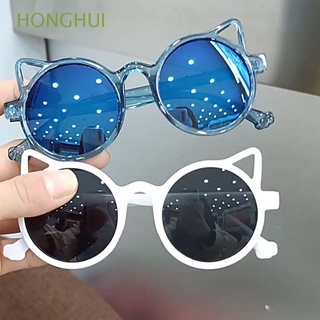 HONGHUI Vintage Gafas de sol con orejas de gato Dibujos animados Gafas UV400 Gafas de sol para niños Protección UV Niño niña Al aire libre Marco redondo Encantador Lindo Gafas de sol para bebés/Multicolor