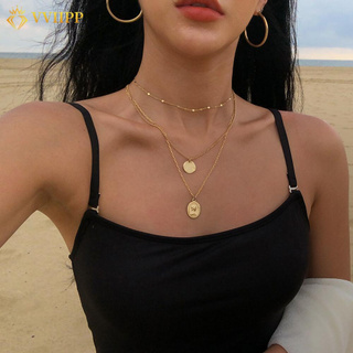 Coreano multicapa colgante collar moda oro plata cadena collares mujeres accesorios de joyería