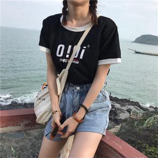 verano de manga corta t-shirt coreano cuello redondo coincidencia letra camiseta top (5)