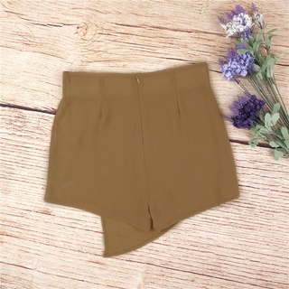 Summer Women Solid Shorts Loose Casual Short Slim High Waist Zipper Back Irregular Skirt Shorts OL Clothes
