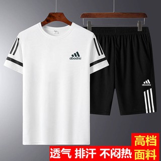 Verano traje deportivo de los hombres de manga corta pantalones cortos de dos piezas de secado rápido casual fitness running