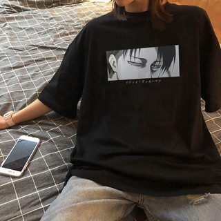 Anime japonés ataque en Titan camiseta Levi·Ackerman ojo Punk Harajuku suelto gótico camiseta camisa