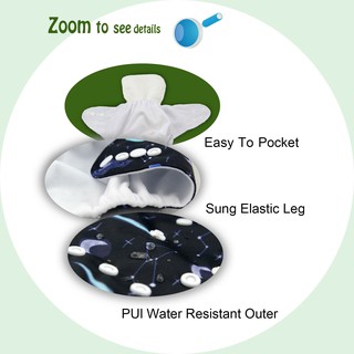 alva baby 1 pieza pañal de tela y 1 pieza de microfibra inserta un tamaño reutilizable lavable bolsillo pañales (9)