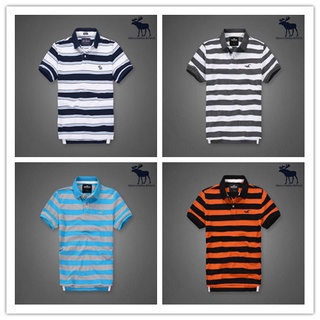 2021 Abercrombie&Fitchsˉ High Quality Mens Casual Basic Polo Short Sleeve Fashion Striped Lapel Short Sleeve Pure Cotton Short Sleeve Spot Hot Sale