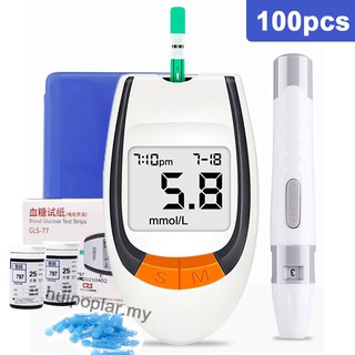 GLM-77 Medidor De Glucosa En Sangre Con 100 Tiras De Prueba Y Lancetas Kit De Glucómetro Diabético Azúcar Probador De Diabetes