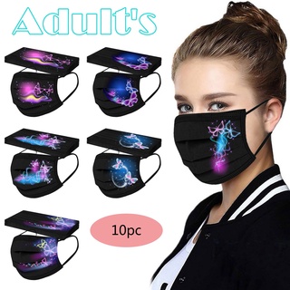 10 máscaras protectoras desechables con estampado de mariposa para adultos (rt345yer.mx)