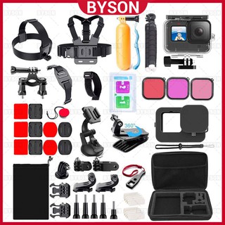 Byson accesorios Kit para GoPro Hero 9 negro con carcasa impermeable caso de viaje Protector de pantalla filtro licone manga accesorio conjunto para GoPro Hero 9