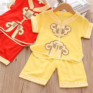 Baby Tang traje amarillo De Chamarra para niño Tang verano Manga corta niño niño bebé dragon Barco Festival ropa china S