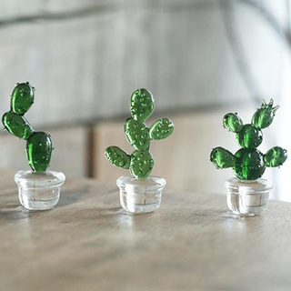 [creativa planta de vidrio Cactus] [cristal Cactus decoración suculenta arte adorno] [vidrio Cactus estatuilla para casa mesa plantas de vidrio] (5)