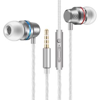 FINTOO - auriculares de Metal con graves (3,5 mm, estéreo, reducción de ruido, micrófono y Control de cable)