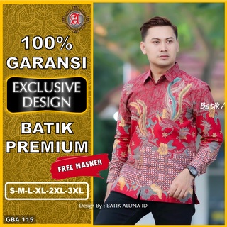Moderno de manga larga de los hombres Batik camisa Premium hombres Slimfit Batik camisa Aluna Batik producción GBA115