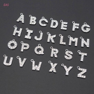 Eas 26Pcs A-Z Rhinestone letra encanto alfabeto cristales letra cuentas colgantes DIY collar pulsera artesanía fabricación de joyas