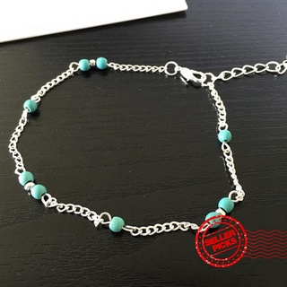 Silver Personality Handmade Beaded Turquoise Bead Anklet O4Q5