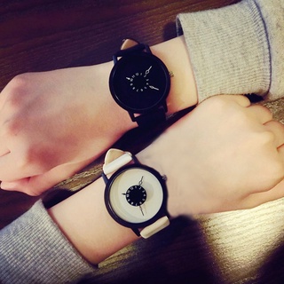 simple moda coreano amantes pareja reloj de cuarzo reloj de cuero hombres y mujeres relojes de pulsera personalidad estudiante relojes