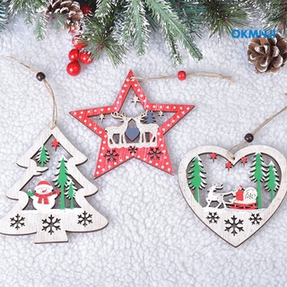 Okmn madera dibujo de colores árbol de navidad estrella amor forma de corazón escaparate colgante decoración