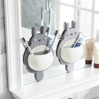 l totoro soporte para cepillo de dientes montado en la pared ventosa de pasta de dientes estante de almacenamiento