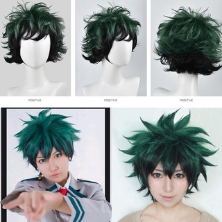 peluca de cosplay anime my hero academia deku izuku midoriya peluca verde + hairnet corto u3q2 (7)